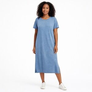 Rip Skirt Blue T Shirt Midi Dress Stretch Casual Size L